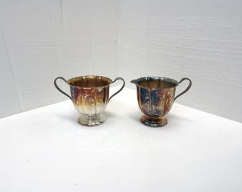 Vintage Early American International Company Silver Cream & Sugar Set