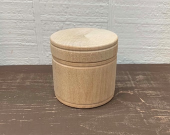 Wooden Box Unfinished Large Size Trinket Box Jewelry Box Powder Box Gift Box 2-11/16" In Diameter x 2-5/8" Tall