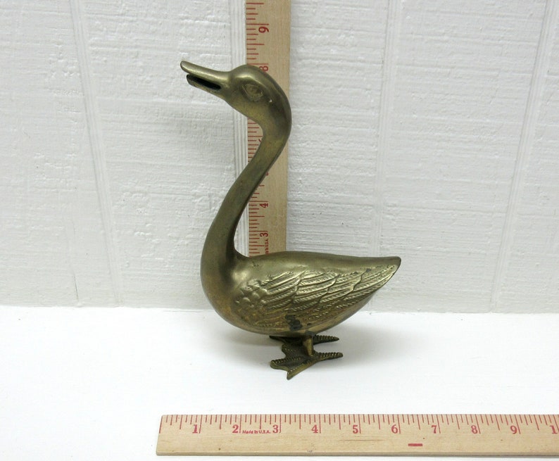 Vintage Large Brass Swan / Geese Figurines Lot Of 2 Brass Bird Pair image 9