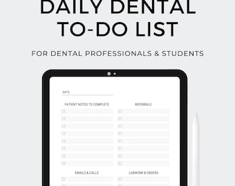 Dental To-Do List Template: Dentist Daily Checklist (Digital Download & Printable PDF)