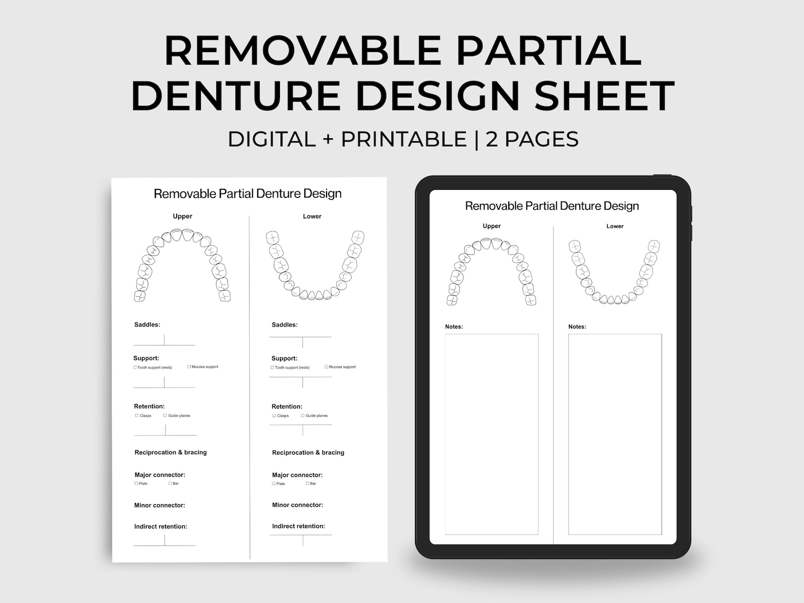 Dental Rpd Examples Removable Partial Denture Design Template: Printable and Digital ...