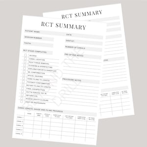 Root Canal Treatment (RCT) Summary Sheet for Dentists/Dental Students | Digital & Printable Endodontic Tracker | iPad/Tablet Friendly PDF
