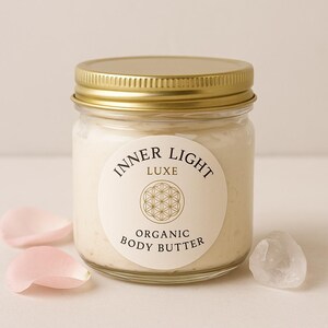 Organic Whipped Body Butter, Shea Butter, Mango Butter, Jojoba, Rosehip Seed Oil, Natural Moisturizer - Inner Light Luxe
