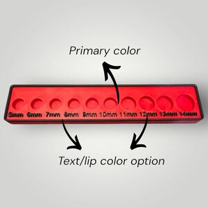 Modular Socket Organizer | 1/4” Drive Metric | Gridfinity Compatible | Custom Two-Tone Color afbeelding 5