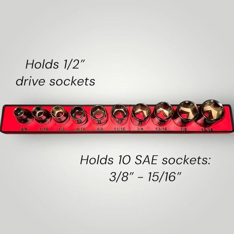 Modular Socket Organizer | 1/2” Drive SAE | Gridfinity Compatible | Custom Two-Tone Color image 2