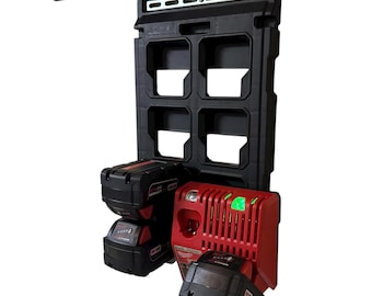 Quick-Detach Packout Wall Mount for Milwaukee M18/M12 Charger (Model # 48-59-1812) | 3 Orientation Options