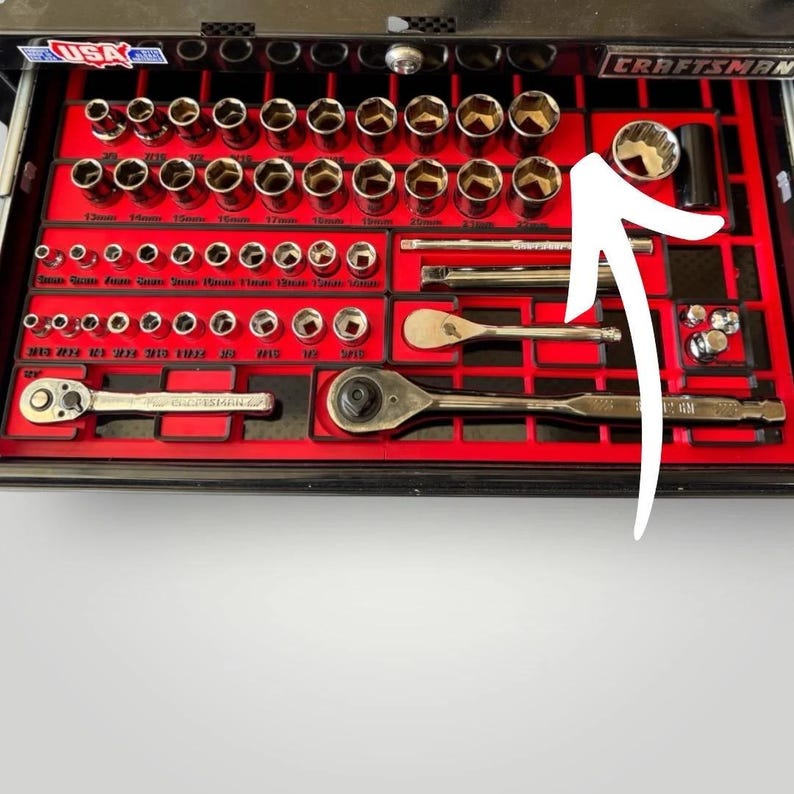 Modular Socket Organizer | 1/2” Drive SAE | Gridfinity Compatible | Custom Two-Tone Color image 1