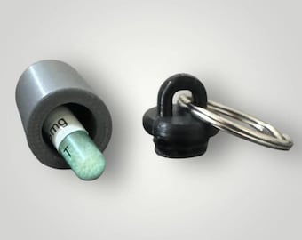 Mini Vial Keychain for Emergency Medication | Single Pill Holder | Custom Two-Tone Color