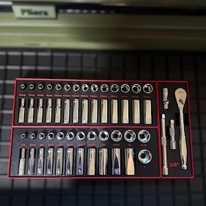 Tool Box Organizer for Milwaukee 3/8" Drive 56PC Socket Set | Gridfinity Modular Bins