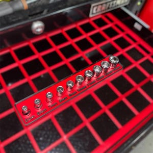 Modular Socket Organizer | 1/4” Drive Metric | Gridfinity Compatible | Custom Two-Tone Color afbeelding 2