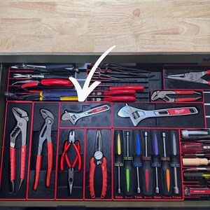 Organizador de caja de herramientas para llave inglesa ajustable Milwaukee de 6" (48-22-7406) / Bandeja modular Gridfinity imagen 2