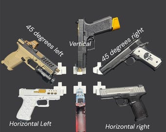 Universal 9mm Pistol Wall Mount | 3D Printed Base + Interchangeable Barrel Pins | Various Orientation Options