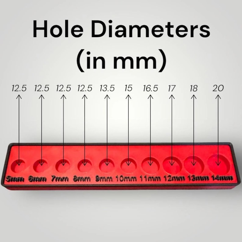 Modular Socket Organizer | 1/4” Drive Metric | Gridfinity Compatible | Custom Two-Tone Color afbeelding 4