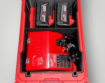 Milwaukee PACKOUT Organizer Insert (48-22-8435) | Holds M18/M12 Charger & 2 M18 Batteries