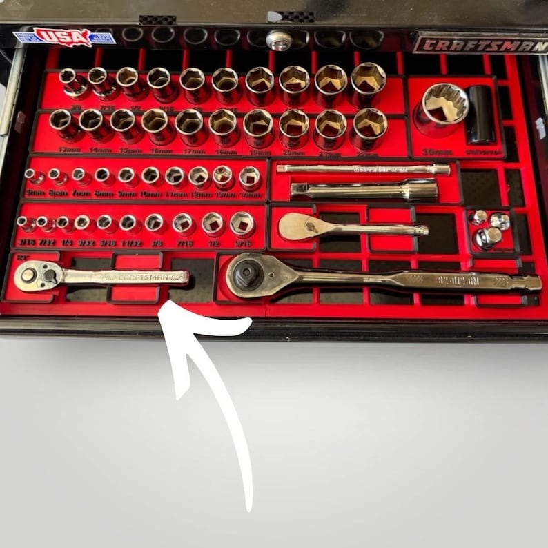 Modular Oranizer for 1/4” Drive Ratchet | Gridfinity Compatible Tool Drawer Insert | Two-tone Color bild 1