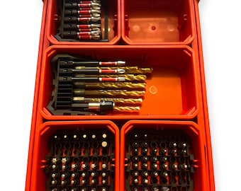 Rotating Drill Bit Organizer for Milwaukee Packout Shallow Bins | Accommodates All Lengths