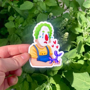Pegatina de payaso triste lleno de amor