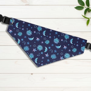Cute Pet bandana collar celestial moon and stars dog neck scarf whimsical dog collar bandana stylish cat bandana unique gift for pet lovers