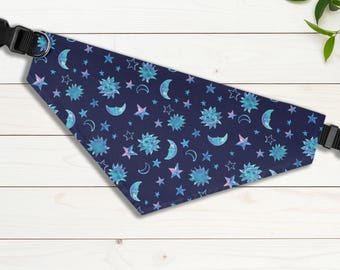 Celestial Moon & Stars Pet Bandana Collar: Whimsical Dog/Cat Neck Scarf