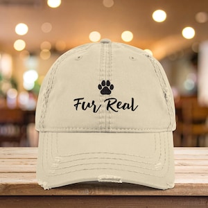 Funny &quot;Fur Real&quot; Distressed Dad Hat - Dog Lover Gift
