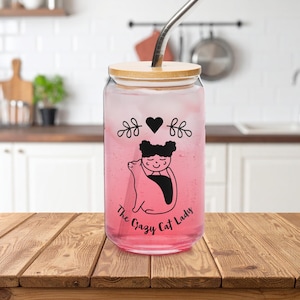 Funny Cat Drinkware Glass Can-Shaped Luxury cat lady collectible cup posh pet glassware cute cat lover gift glassware Cat mom gift for her