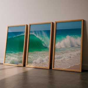 Surf Poster Trio – Beachy Wall Art for Beach House Decor, Surfing Print Set of 3, Surf Wall Poster, Digital Surf Photography Download