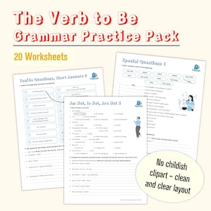 Verb to Be Exercises  | 30 Exercises, 19 Worksheets + Answer Keys | Grammar for Adults & Teens