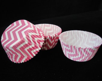 Pink Chevron Cupcake Liners 2, Baking Liners, Muffin Papers, Cupcake Container, Cupcake Wrapper, Chevron Cupcakes, Chevron - Quantity 25