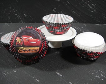 Cars Cupcake Liners, Baking Cups, Muffin Papers, Lightning McQueen Party, Cars Party, Muffin Cups, Cupcake Cups - Qty 25