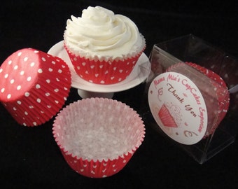 Red with Small White Polka Dots Cupcake Liners