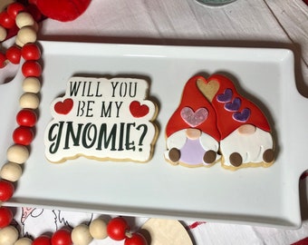 Valentine's Day Cookie Set, Valentine's Day Gnome, Gnome Cookies, Cookie set, Valentines Day Gift, Sugar Cookies, Decorated Sugar Cookies,