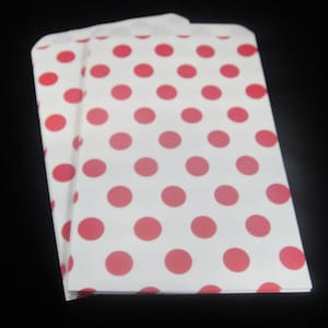 Red Polka Dot Bags, Candy Buffet Bags, Candy Bags, Bakery Bags, Paper Bags, Birthday Parties, Packaging, Baking Supply, Wedding - Qty 12