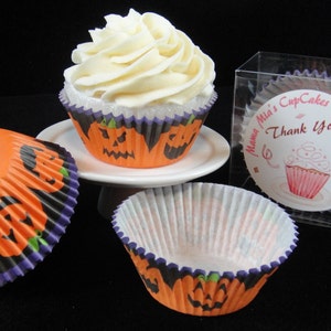 Halloween Jack-o-Lantern Cupcake Liners, Halloween, Halloween Party, Kids Party, Halloween Cupcakes Quantity 25 image 1