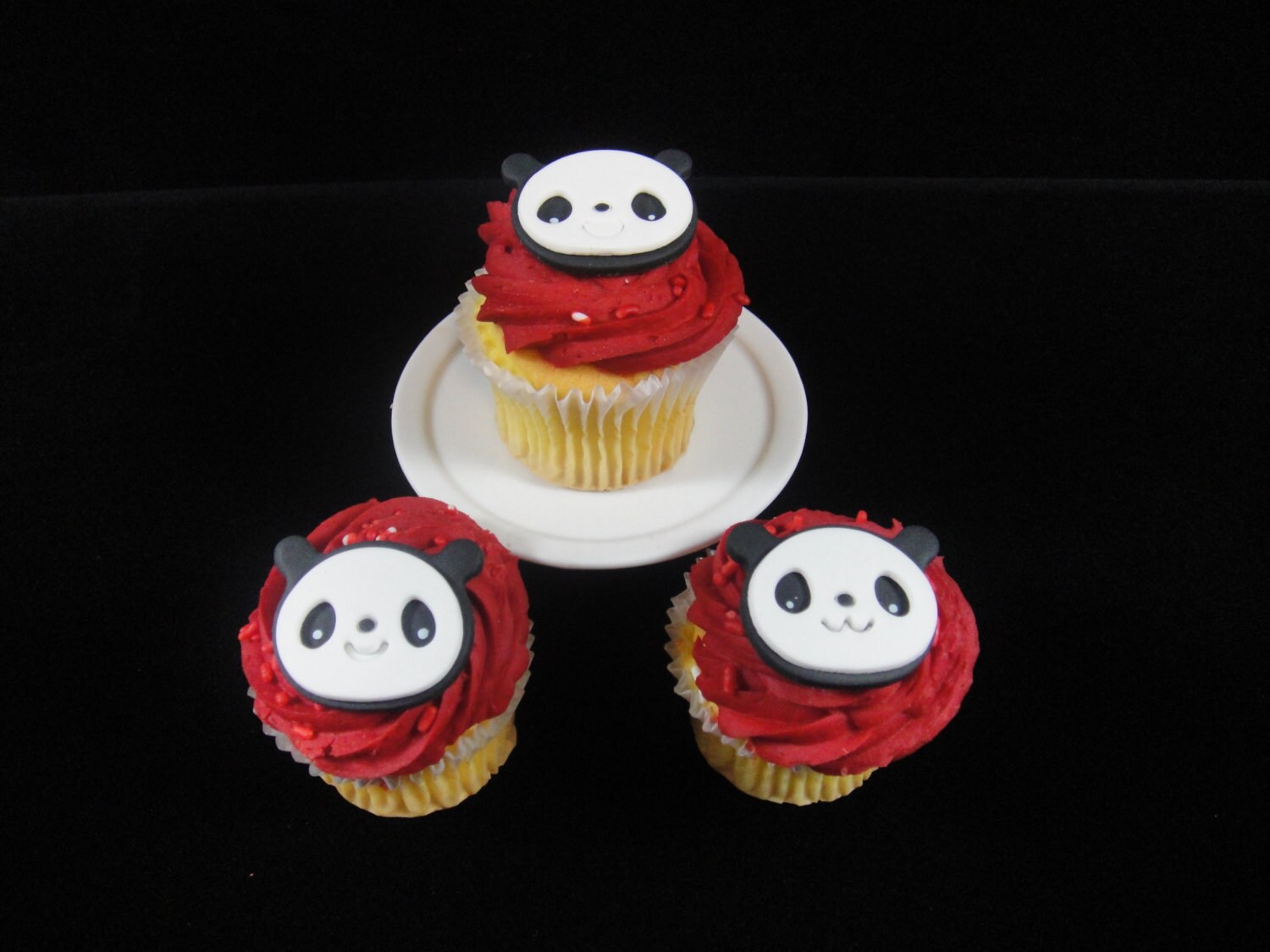 Panda Bear Cupcake Toppers Anime Panda Faces Cupcake Etsy