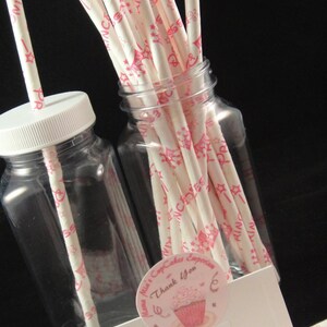 Princess Print Paper Straw, Mason Jar Straws, Weddings, Birthday Party, Baby Showers, Retro Paper Straws QTY 12 image 4