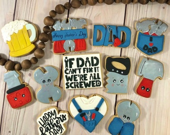 Tool Themed Cookies, Birthday Cookies, Father's Day Cookies, Handyman Themed Cookies, Decorated Sugar Cookies, Edible Tools