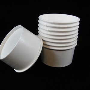 TWELVE White 6 oz Ice Cream Cup, Disposable Ice Cream Cup,- Hot Beverage Soup Cups, Ice Cream Parties, Party Cups, Sundae Cups, Favor Cups,