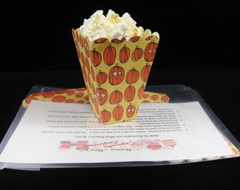 Mini Popcorn Boxes Pumpkins, Halloween Popcorn Boxes, Halloween Parties, Halloween Treats, Favor Boxes, Kids Parties - Qty 8