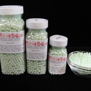 4MM Light Green Shimmer Sugar Pearls, Cake Pop Decorations, Cookie Decorations, Sugar Pearl Sprinkles - 2oz Jar