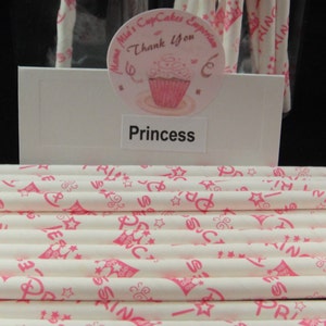 Princess Print Paper Straw, Mason Jar Straws, Weddings, Birthday Party, Baby Showers, Retro Paper Straws QTY 12 image 2