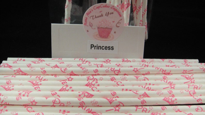 Princess Print Paper Straw, Mason Jar Straws, Weddings, Birthday Party, Baby Showers, Retro Paper Straws QTY 12 image 2