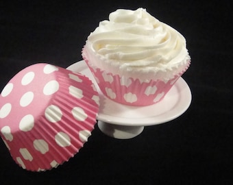 Pink with White Polka Dots Cupcake Liners