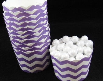 Purple Chevron Striped  Baking Cups, Candy Cups, Dip Cups, Nut Cups, Weddings, Party Cups, Candy Buffets, Wedding Cupcakes, Favors , QTY 12