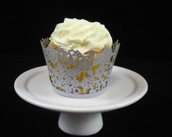 Blue Snowflake Mini Cupcake Wrappers - Quantity 12