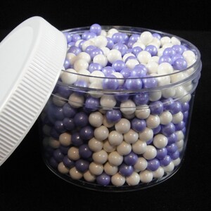 Lavender and White 7MM Sugar Pearl Sprinkles, Large Candy Beads, Wedding, Christmas Sprinkles, Baby Showers - 8 oz Jar