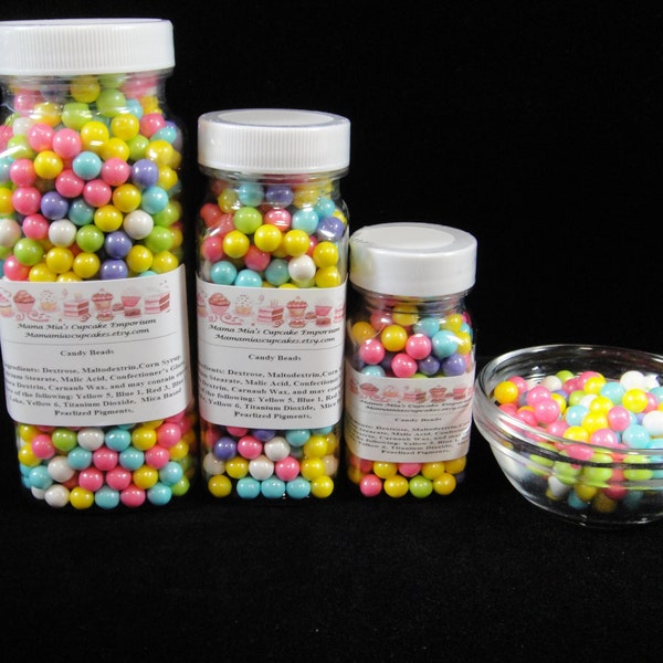 Candy Beads Spring Shimmer Mix, Easter Sprinkles, Sugar Pearls, Cupcake Topper, Sprinkles, Edible Pearls, Weddings, Cake Pop Supplies