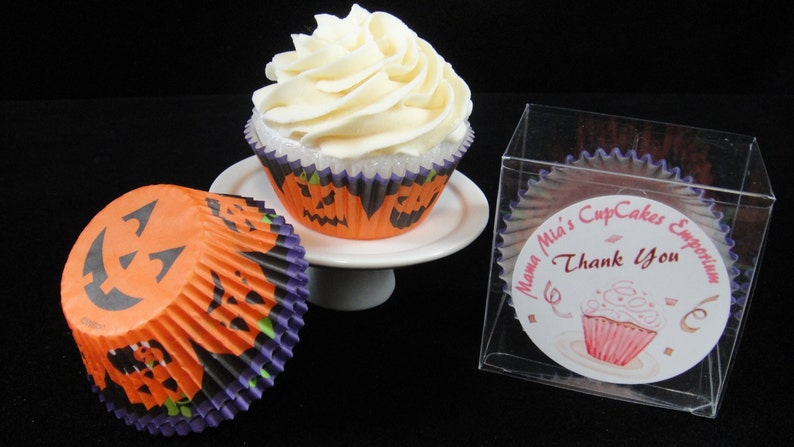 Halloween Jack-o-Lantern Cupcake Liners, Halloween, Halloween Party, Kids Party, Halloween Cupcakes Quantity 25 image 2