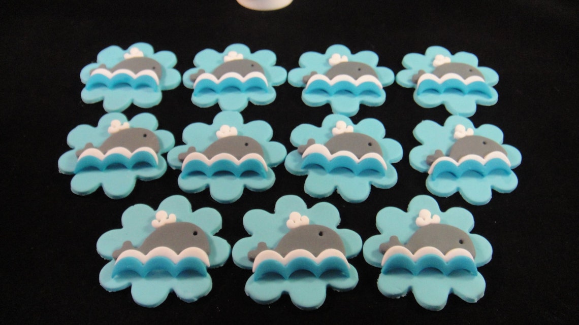 Cute Little Whales Fondant Cupcake Toppers Etsy