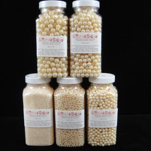 BULK Ivory Shimmer Sugar Pearls, Edible Pearls, Weddings, Cake Decorations, Cupcake Sprinkles, Cake Pop Sprinkles