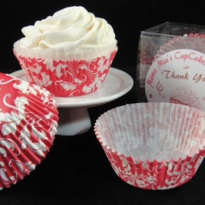 Red Damask Cupcake Liners